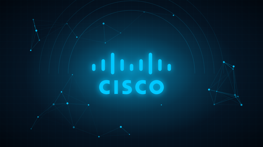 Logo de Cisco sobre fondo de red
