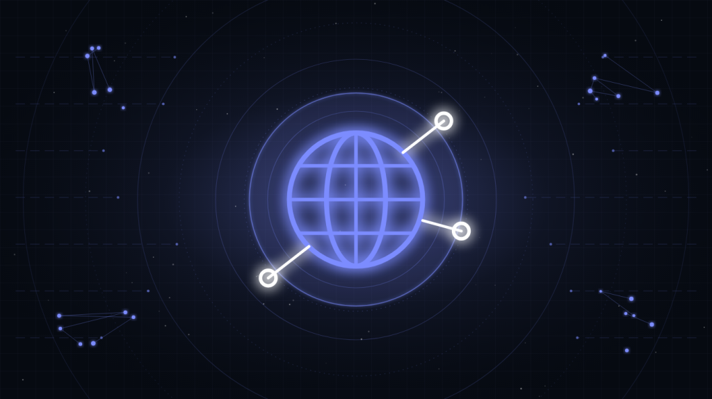 Ilustración de un globo terráqueo con nodos conectados, alusiva al servicio DNS ISC BIND